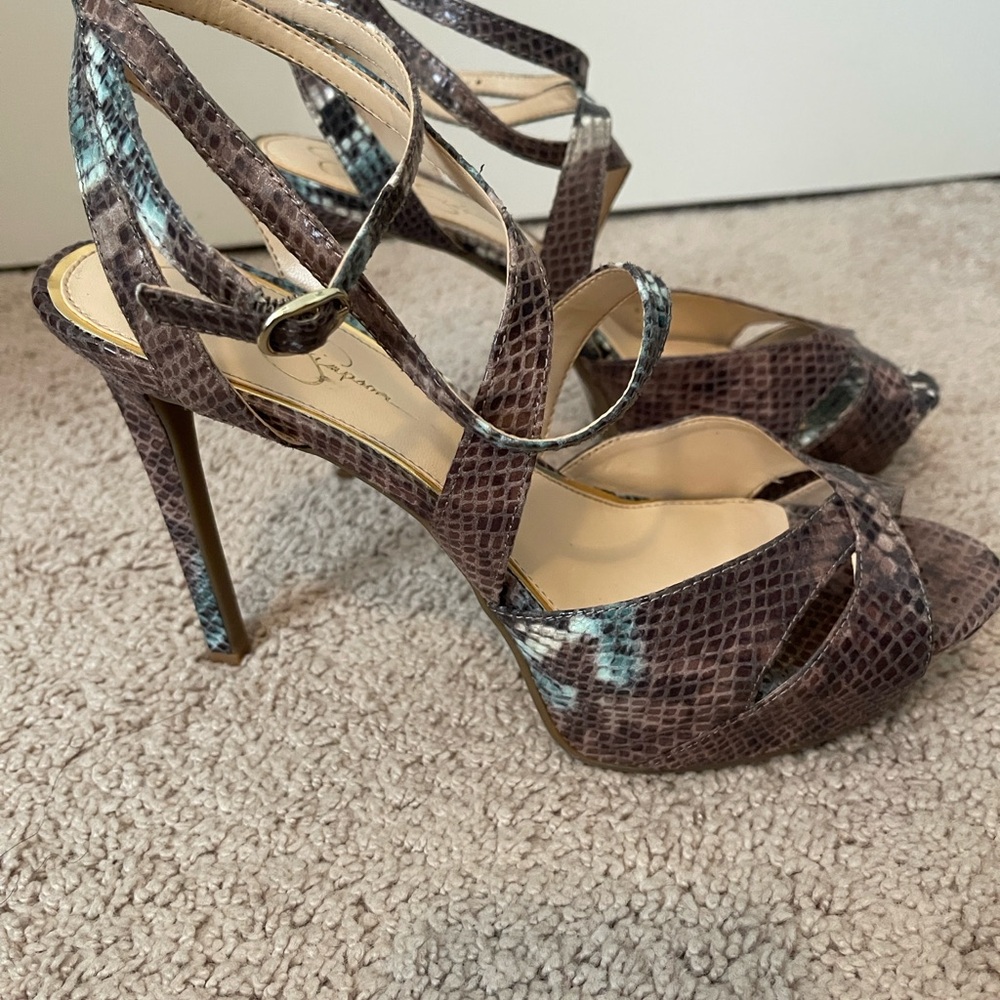 Jessica Simpson Elegant Snakeskin High Heel Sandals 9.5M